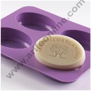 Cake Decor 4 Cavity Oval Moroccoargan Oil Shape Silicone Moulds for Soaps and Chocolate Jelly Desserts Mould