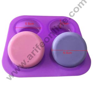 Cake Decor 4 Cavity Plain Round Shape Silicone Moulds for Soaps and Chocolate Jelly Desserts Mould