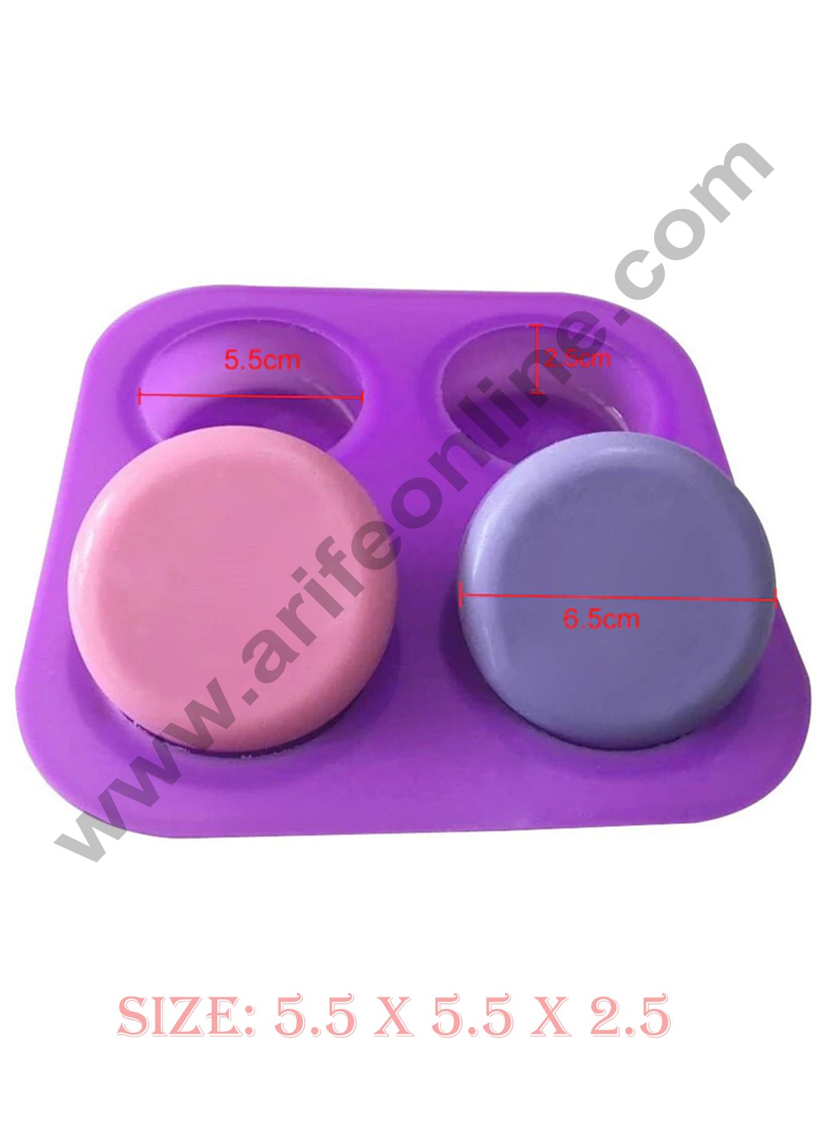 Cake Decor 4 Cavity Plain Round Shape Silicone Moulds for Soaps and Chocolate Jelly Desserts Mould