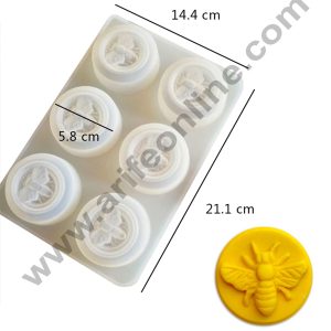 Cake Decor 6 Cavity Round Bee Honeycomb Design Silicone Moulds for Soaps and Chocolate Jelly Desserts Mould