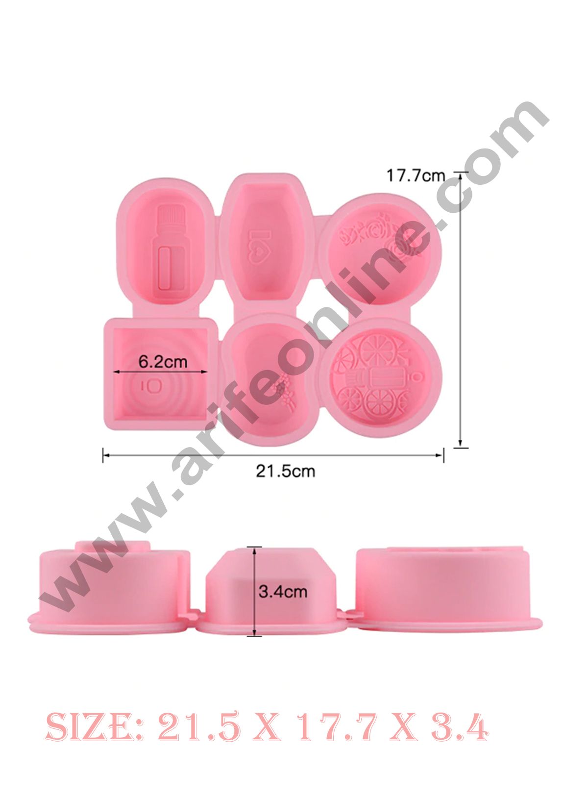 Cake Decor 6 Cavity doTERRA Bottle Rose Square Silicone Moulds for Soaps and Chocolate Jelly Desserts Mould