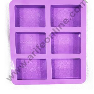 Cake Decor 6 Cavity Rectangle Frame Design Silicone Moulds for Soaps and Chocolate Jelly Desserts Mould
