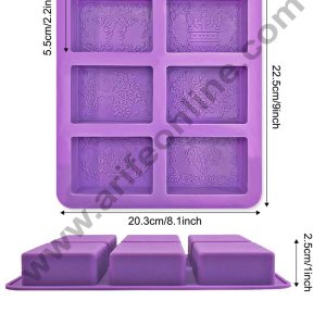 Cake Decor 6 Cavity Rectangle Tree Love Bride Crown Heart Design Silicone Moulds for Soaps and Chocolate Jelly Desserts Mould