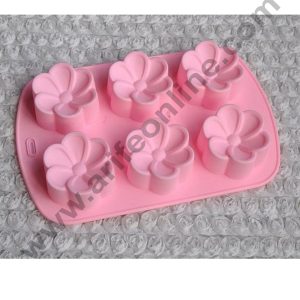 Cake Decor 6 Cavity Flower Design Silicone Moulds for Soaps and Chocolate Jelly Desserts Mould