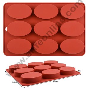 Cake Decor 9 Cavity Small Oval Silicone Moulds for Soaps and Chocolate Jelly Desserts Mould