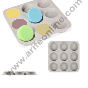 Cake Decor 9 Cavity Small Flat Round Silicone Moulds for Soaps and Chocolate Jelly Desserts Mould