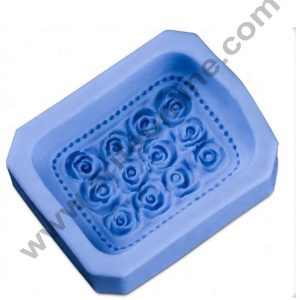 Cake Decor Silicon 12 Cavity Rose Frame Soap Mould /Cake Muffin Mould Size : 8.5 x 6.7 x 3.5 CM