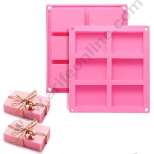 Cake Decor 1PC 6 Handmade Rectangle Silicone Soap Mold Chocolate Cookies Mould Cake Decorating Fondant Molds Pink Color