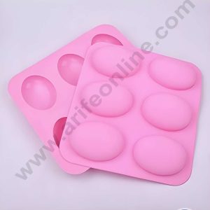 Cake Decor 6 Cavity Silicone Half Egg Shape easter moulds for Soaps Chocolate Jelly Desserts All Purpose Baking Mould (Soap Weight Approx: 70 Grams Per Cavity)