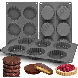 CAKE DECOR™ 6 Cavity Tart shape Silicone Moulds for Handmade Soap,Muffin, Peanut Butter Cup Moulds, Tart Pan