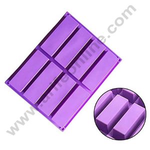 CAKE DECOR™ 8 cavity Plain Rectangle Shape Silicone Mould, Handmade Soap and Candle Mold, Chocolate Bar Mould and Jelly Dessert Mould