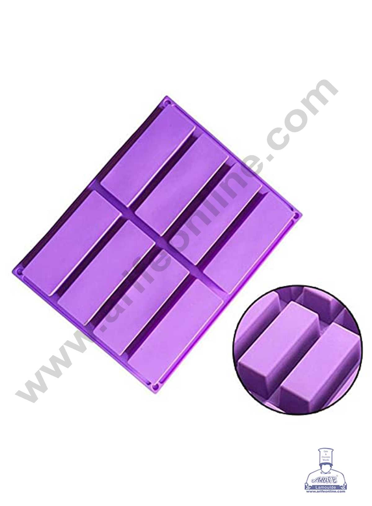 CAKE DECORβ’ 8 cavity Plain Rectangle Shape Silicone Mould, Handmade Soap and Candle Mold, Chocolate Bar Mould and Jelly Dessert Mould