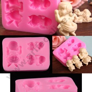 Cake Decor 3 Cavity Silicon Sleeping Baby Fondant Marzipan Mould