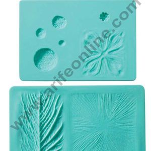 Cake Decor Silicon 2pcs Flower Impression Silicone Fondant Mould Marzipan Mould