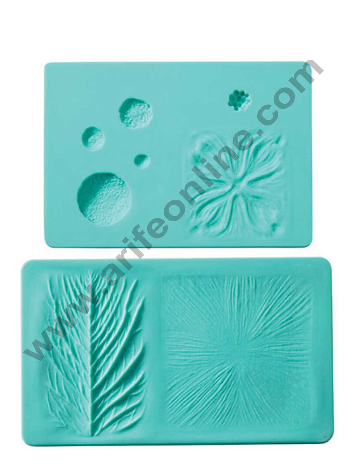 Cake Decor Silicon 2pcs Flower Impression Silicone Fondant Mould Marzipan Mould