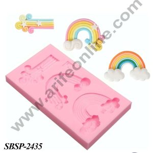 CAKE DECOR™ 3 Cavity Mix Rainbow Silicone Fondant mould | Cake Decoration - (SBSP-2435)