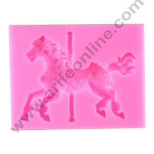 Cake Decor 1pcs Silicone Fondant Mould 3D Horse With Pole Cake Decorating