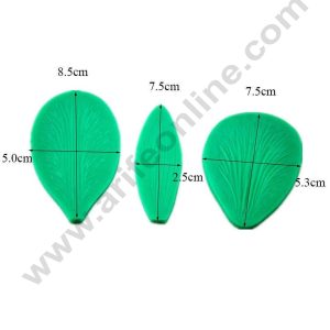 Cake Decor Silicone 3 Cavity Lily Rose Iris Flower and Leaves Petal Fondant Marzipan Mould