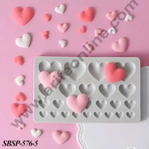 CAKE DECOR™ 25 Cavity Mini Heart Shape Silicone Fondant mould | Cake Decoration - (SBSP-576-5)