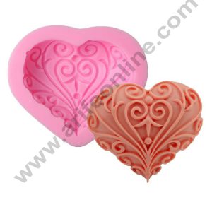 Cake Decor 3D Embossed Heart Flower Silicone Fondant Mold Cake Decorating