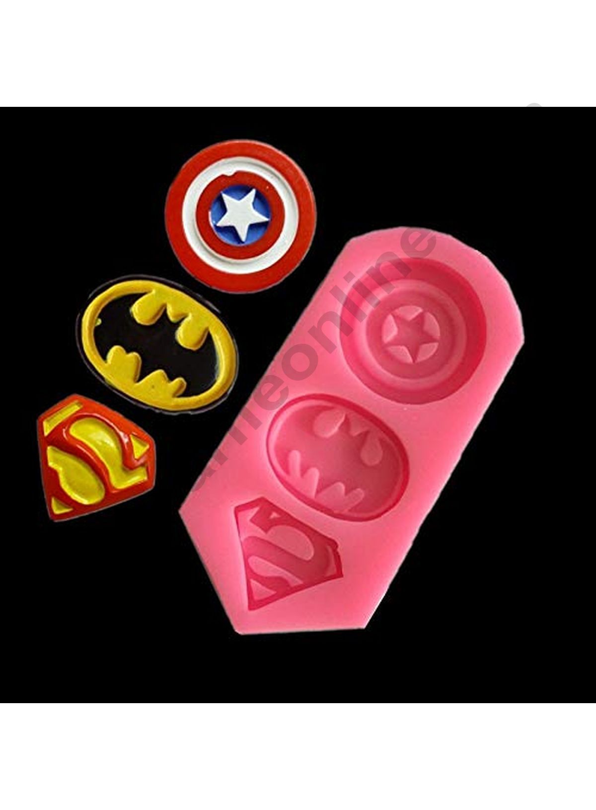 Cake Decor 3 Cavity Captain America Superman Batman Fondant Marzipan Mould
