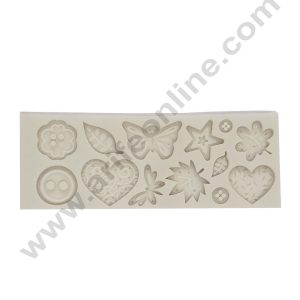 Cake Decor Silicone 13 Cavity Button Heart Star butterfly Fondant Marzipan Mould