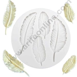 Cake Decor Silicon 4 Cavity Feather Shape Fondant Clay Marzipan Cake Decoration Mould SBSP-692-2