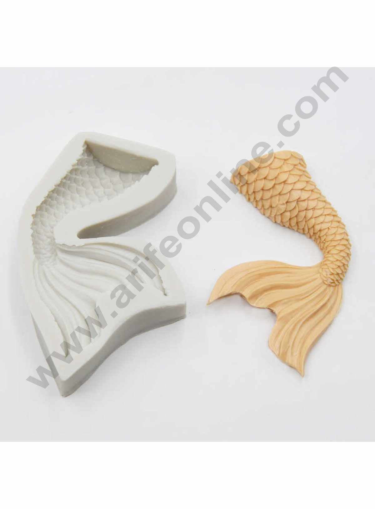 Cake Decor Silicon Curved Mermaid Tail Shape Fondant Clay Marzipan Cake Decoration Mould SBSP-694