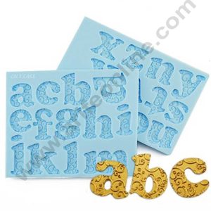 Cake Decor Silicon Romantic Swirl Lowercase Alphabet Shape Fondant Clay Marzipan Cake Decoration Mould SBSP-696