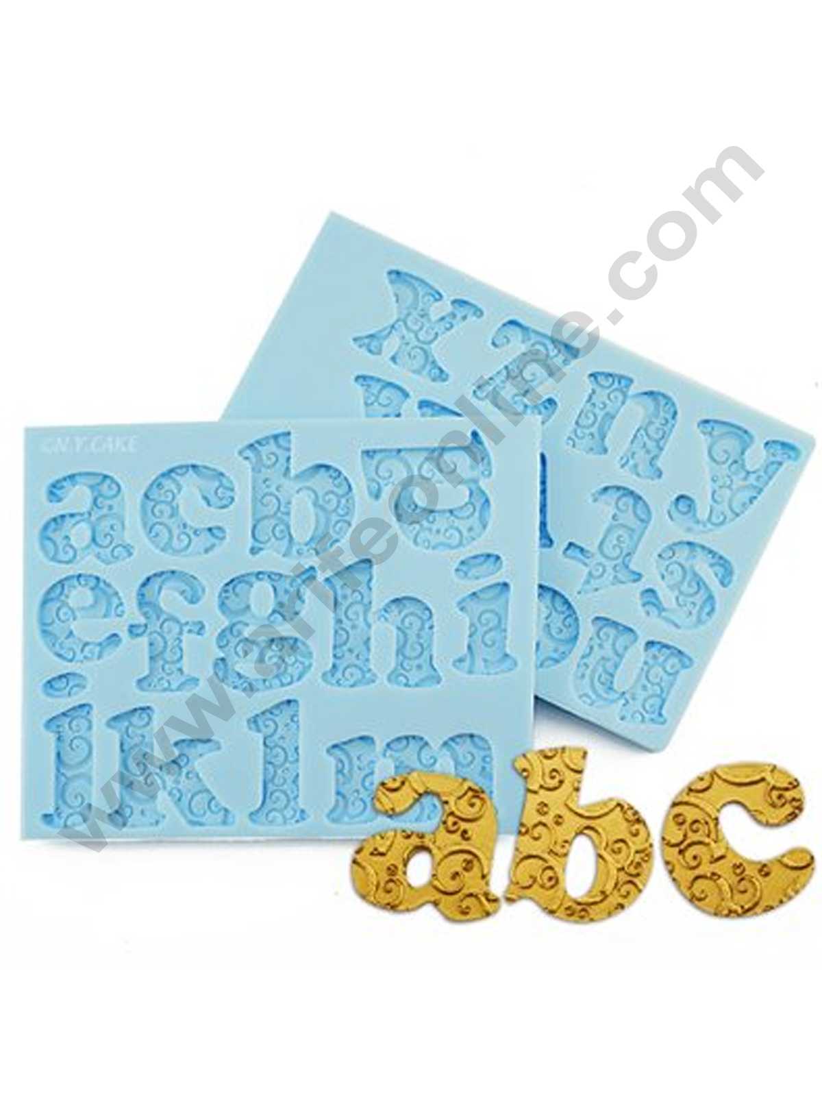 Cake Decor Silicon Romantic Swirl Lowercase Alphabet Shape Fondant Clay Marzipan Cake Decoration Mould SBSP-696