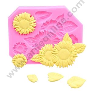 Cake Decor Silicone 6 cavity Mixed Sunflower Shaped Silicone Fondant Clay Marzipan Cake Decoration Mould SBSP-700