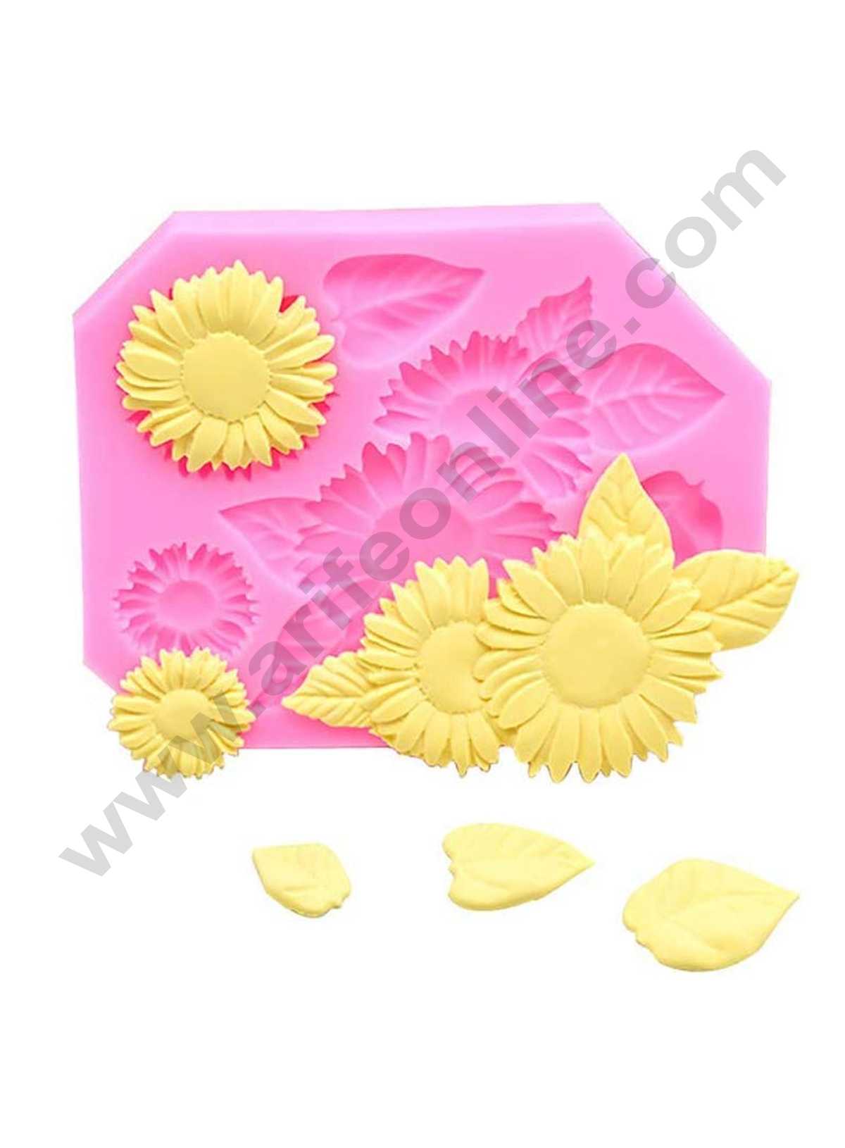 Cake Decor Silicone 6 cavity Mixed Sunflower Shaped Silicone Fondant Clay Marzipan Cake Decoration Mould SBSP-700