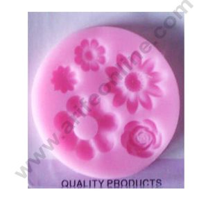 Cake Decor Silicon 5 Cavity Mixed Flower Shape Fondant Clay Marzipan Cake Decoration Mould SBSP-707