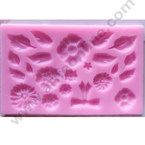 Cake Decor Silicon 22 Cavity Mixed Flower with leaves Shape Fondant Clay Marzipan Cake Decoration Mould SBSP-708