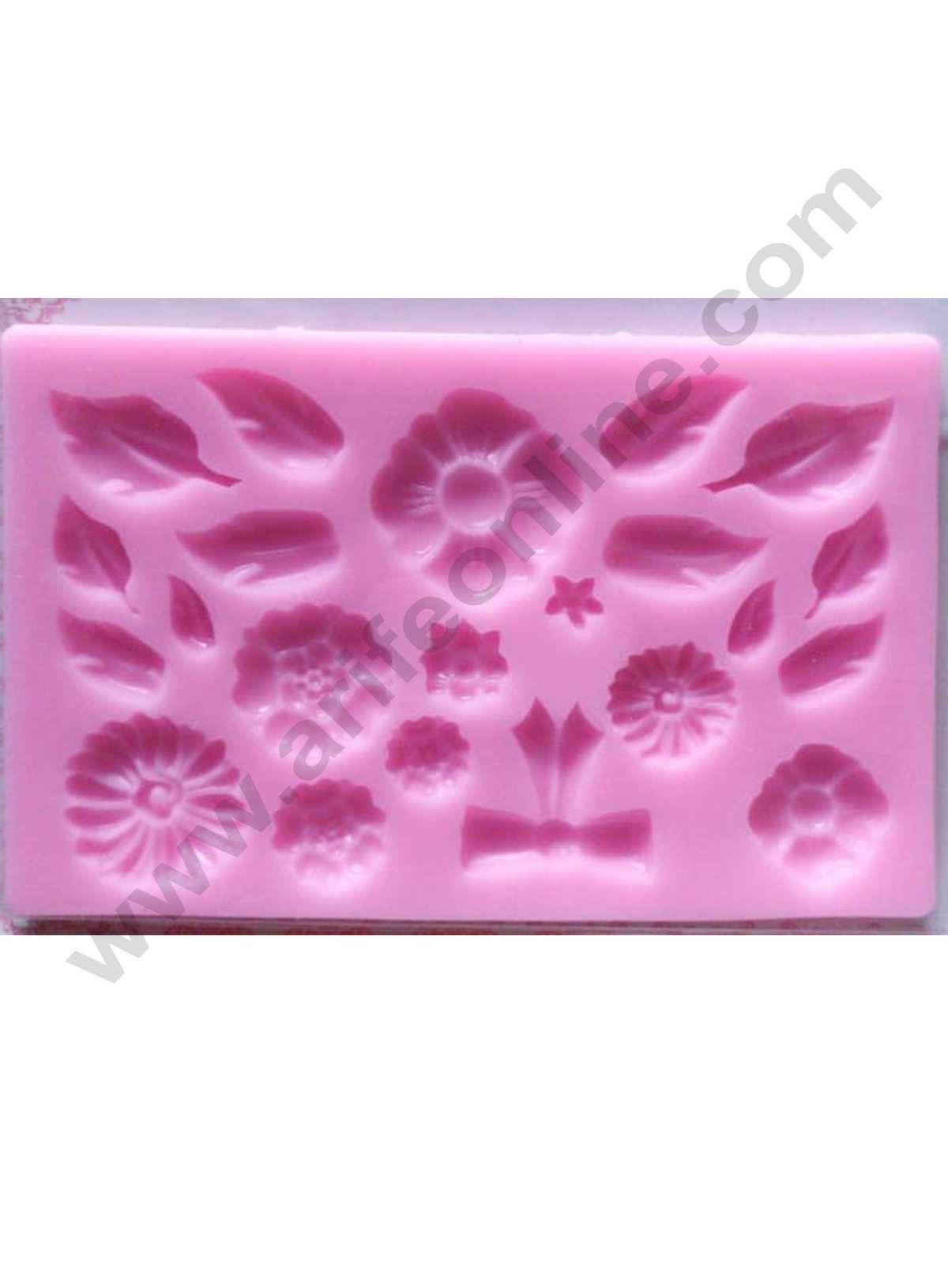 Cake Decor Silicon 22 Cavity Mixed Flower with leaves Shape Fondant Clay Marzipan Cake Decoration Mould SBSP-708