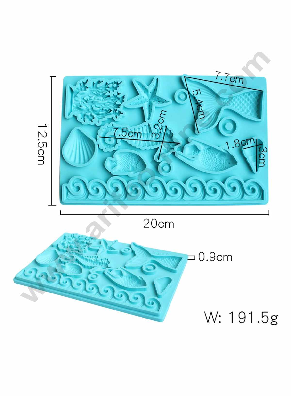 Cake Decor Silicon Shells Starfish Coral Seahorses Mermaid Tails Waves Shape Fondant Clay Marzipan Cake Decoration Mould SBSP-730