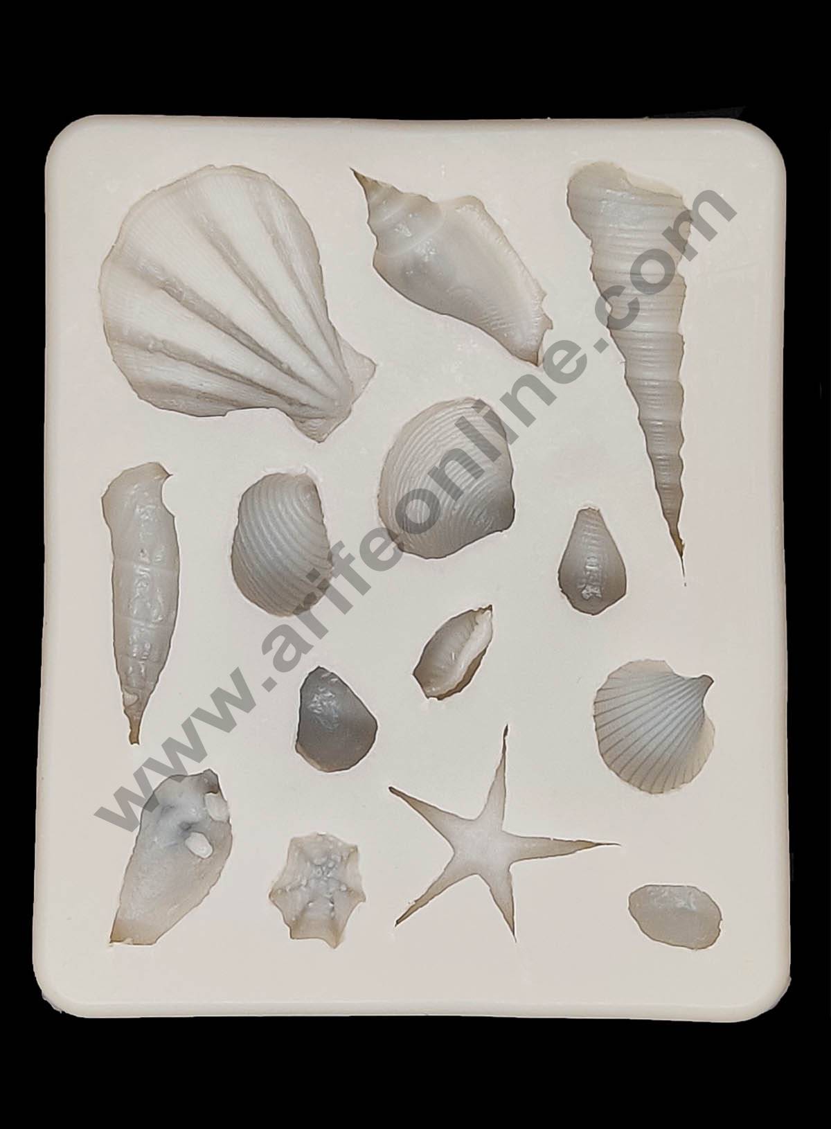 Cake Decor Silicon 14 Cavity Mixed Sea Shell Shape Fondant Clay Marzipan Cake Decoration Mould SBSP-737