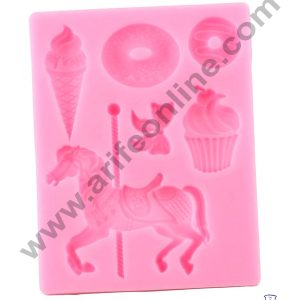 Cake Decor 6 Cavity Unicorn Cupcake Ice Cream And Bow Silicone Mold for Cake Decoration