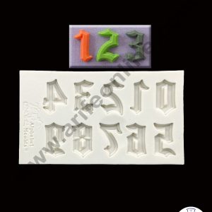 Cake Decor 10 Cavity Gothic Number Silicone Mold for Cake Decoration