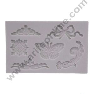 CAKE DECOR™ 6 Cavity Mix Butterfly Tiara Bow Fondant Clay Marzipan Cake Decoration Mould SBSP-B684