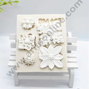 CAKE DECOR™ 5 Cavity 3D Mix Flower Fondant Clay Marzipan Cake Decoration Mould SBSP-B743