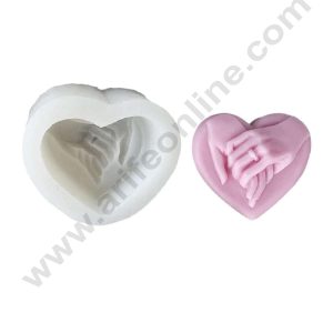 CAKE DECORβ’ 3D Silicone Mold Valentine Day Love Holding Hands Engagement Proposal Soap Mould Heart Shape Candle Mould - SBSP-DYF6044