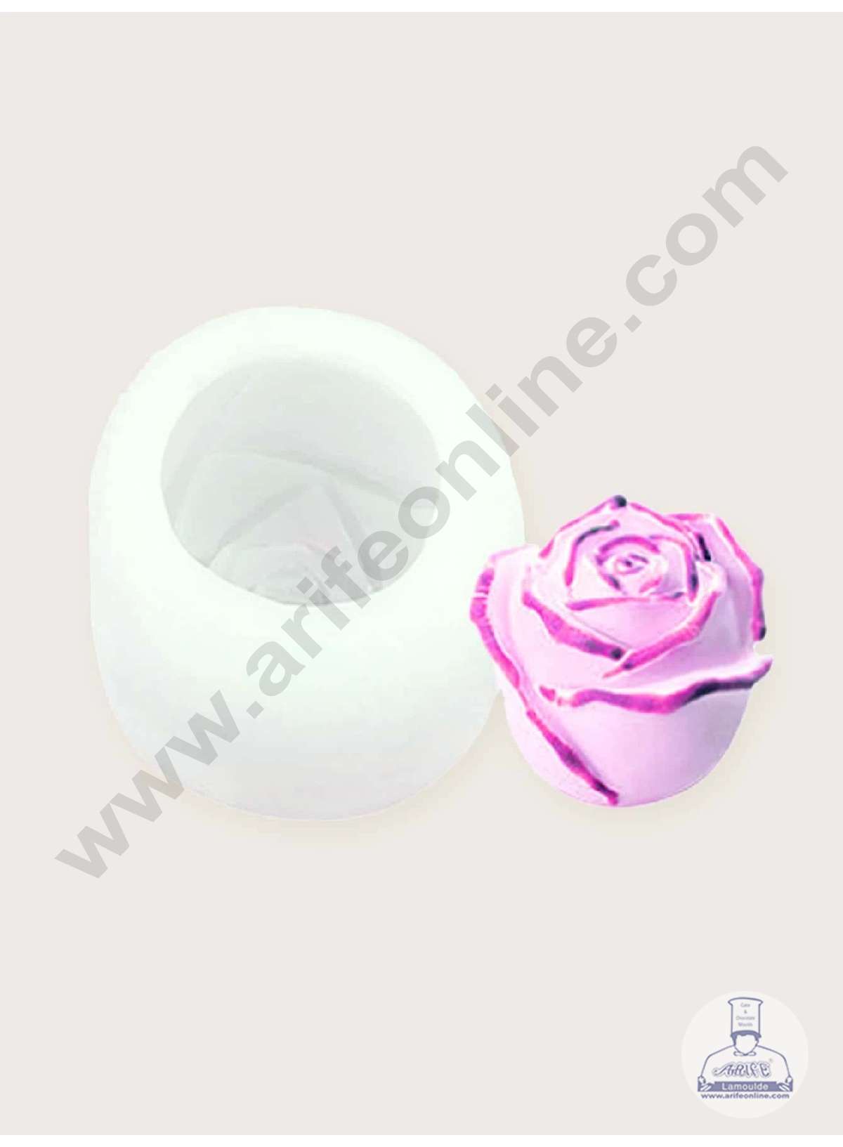 CAKE DECOR™ 3D Silicon 1 cavity Rose Flower Mould Silicone Candle Mould, Soap Mould SBSP-DYF6257