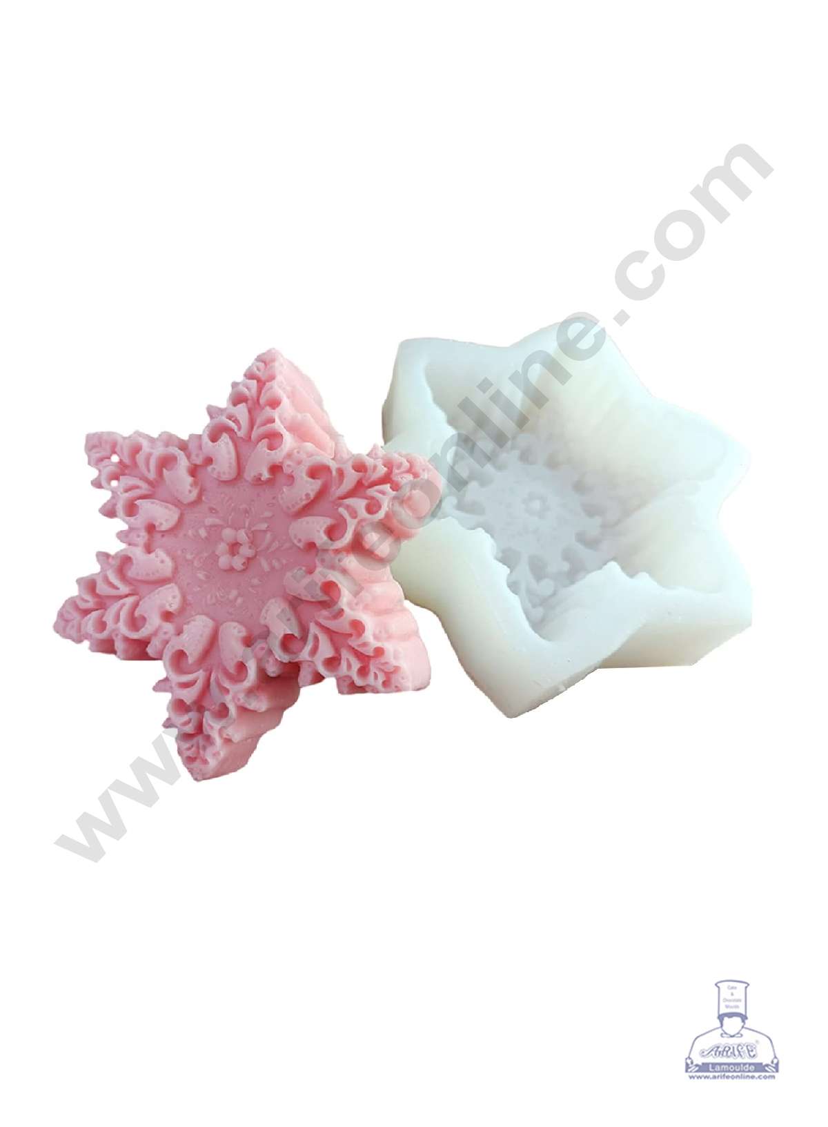 CAKE DECORβ’ 3D Silicon Snowflake Mould Candle Mould Soap Mould DIY Mould Christmas Silicone Soap Mould - SBSP-DYF6582