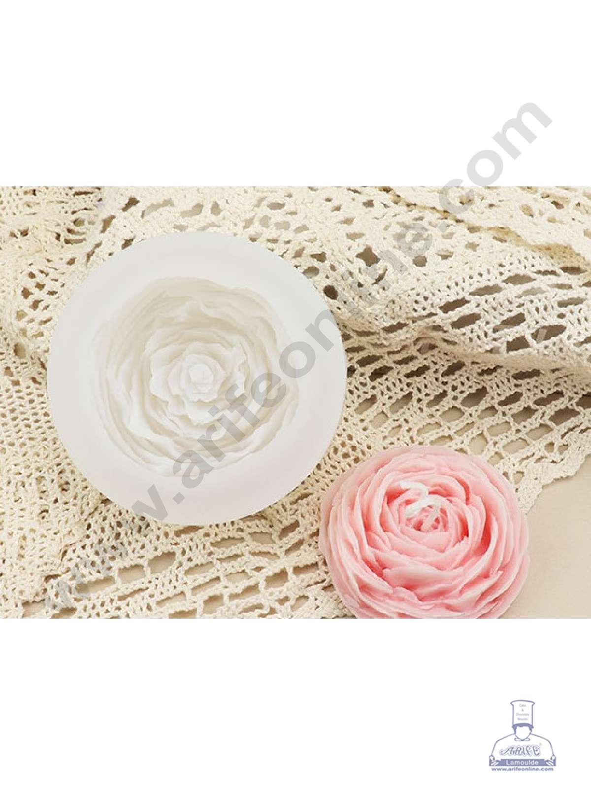 CAKE DECORβ’ 3D Silicon 1 cavity Austin Rose Flower Buttercup Mould Silicone Candle Mould, Soap Mould SBSP-DYF6617