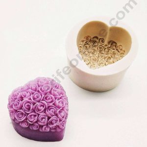 CAKE DECORβ’ 3D Silicon 1 cavity Heart Love Rose Flower Mould, Silicone Candle, Soap, Epoxy Silicone Mould Cake Decoration SBSP-DYF6800