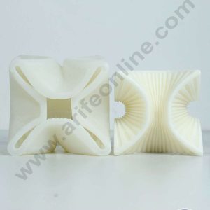 CAKE DECORβ’ 3D Silicon 1 Cavity Twisted Ribbed Cube Silicon Candle Mould, Silicon Soap Mould, Handmade Soap Candy Making SBSP-DYF6995