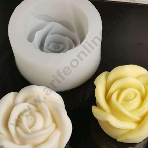 CAKE DECORβ’ 3D Silicon 1 Cavity Rose Flower Silicon Candle Moulds, Silicon Soap Mould, Handmade Soap Candy Making SBSP-DYF7094