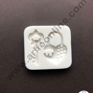 Cake Decor Silicone 2 Cavity Lock and Key Fondant Marzipan Mould