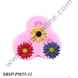 CAKE DECOR™ 3 Cavity Daisy Flower Shape Silicone Fondant Mould for Cake Decorations (SBSP-PM55-12)